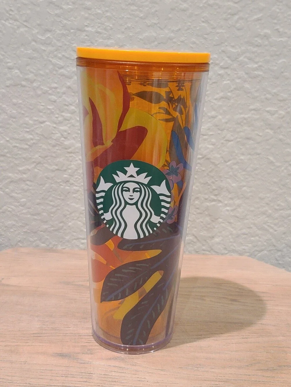 Starbucks Summer 2022 Orange Tropical Floral Double Wall Venti Cold Cup 24 oz